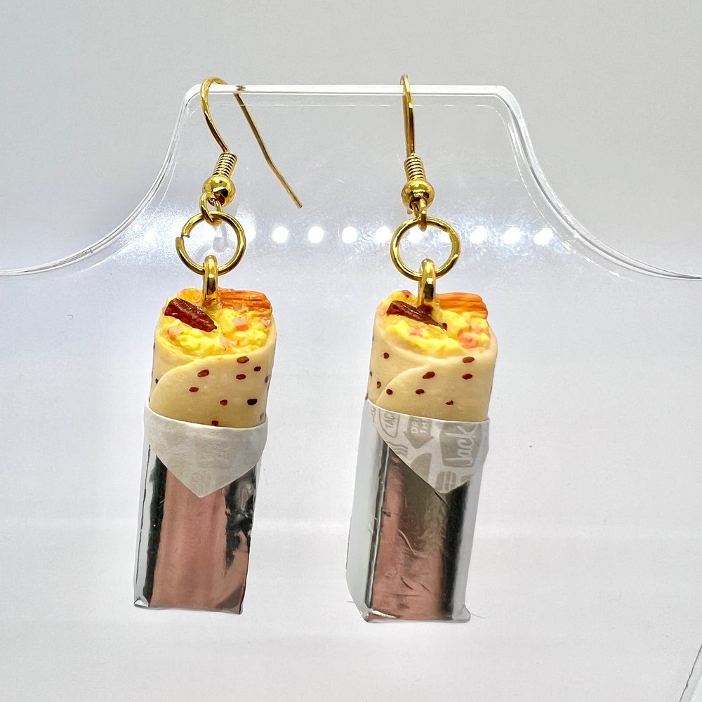 Food Earrings - Breakfast Burrito Earrings - Fast Food Accessories - Fun Earring
